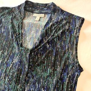 Dana Buchman Blue and Green Patterned Top